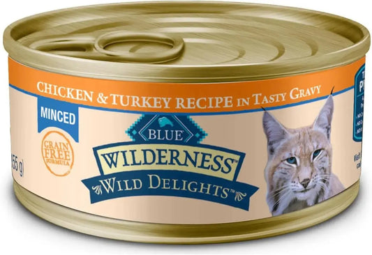 Blue Buffalo Wilderness Wild Delights Minced Natural Wet Cat Food, Chicken & Turkey in Tasty -Ê Blue Buffalo
